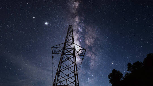 4K银河星空延时空镜夜景实拍电网宣传片