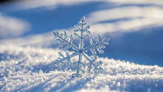 微距雪花特写