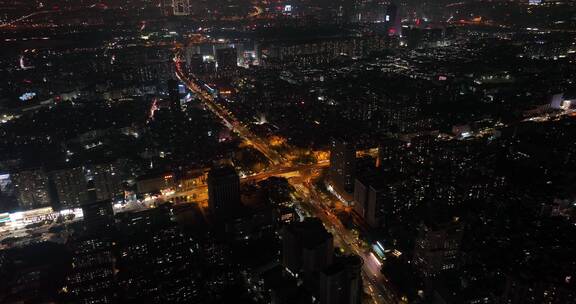 广州客村立交航拍夜景交通