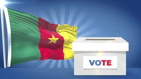 喀麦隆国旗和投票箱2024年大选