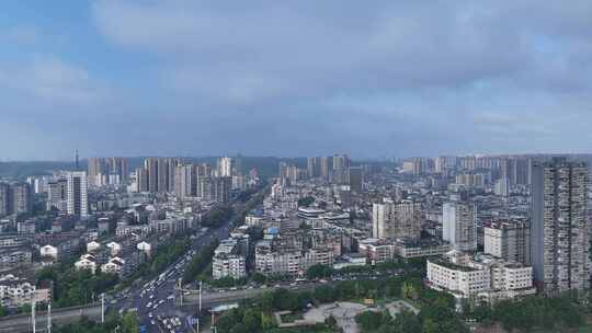 航拍四川乐山城市建设乐山大景