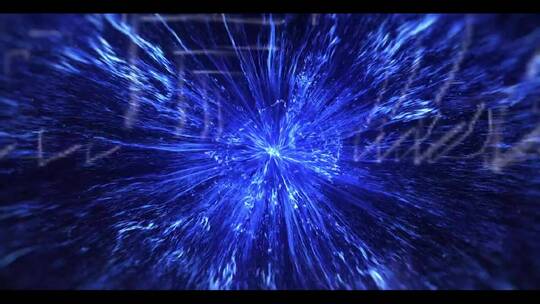 蓝色明亮粒子爆炸科技感logo演绎