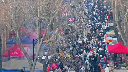 中国黑龙江哈尔滨红专街早市繁忙景象