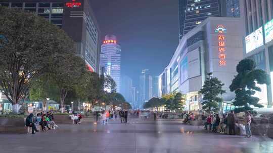重庆观音桥步行街夜景延时视频素材模板下载