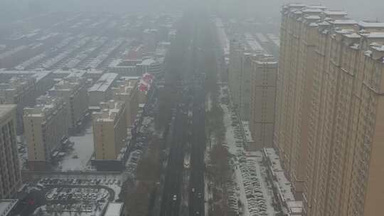 航拍雪景公路