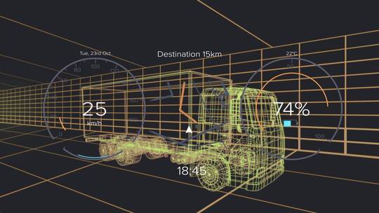 HUD科技界面运货卡车展示视频素材模板下载