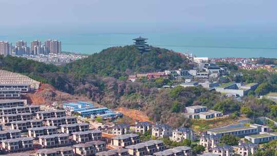 湖州太湖旅游度假区望湖亭航拍喜来登温泉度