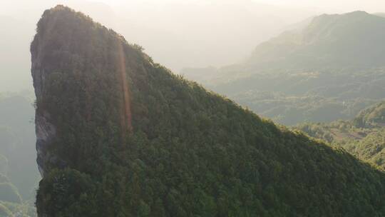 4k航拍山村晚霞