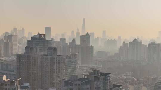 上海天际线清晨航拍