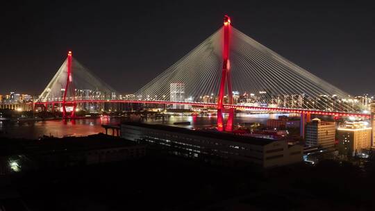 杨浦大桥灯光秀夜景延时视频素材模板下载