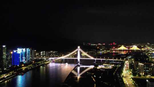 福建福州鼓山大桥夜景灯光航拍