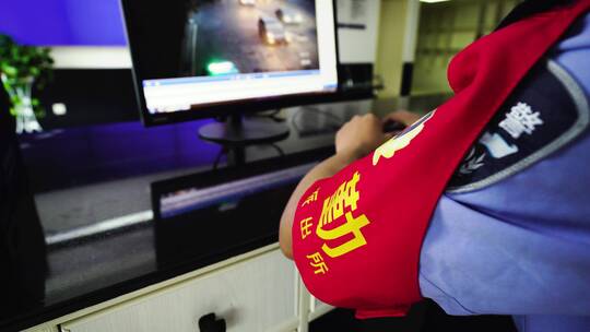 4K社区警务室民警工作空镜