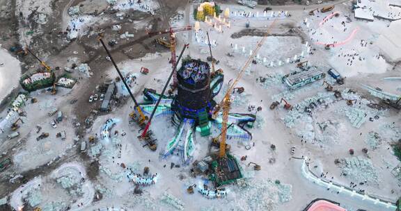 哈尔滨冰雪大世界施工建设延时