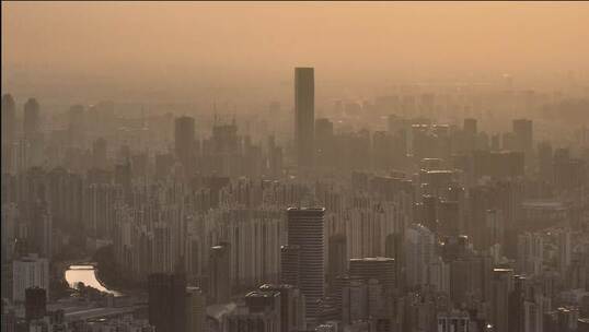 高楼工业风电影感日出日落雾霾航拍素材视频素材模板下载