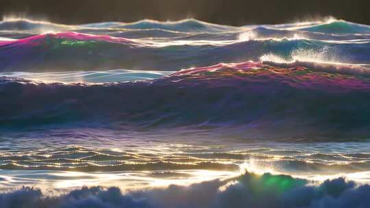 彩色海浪动态画面素材