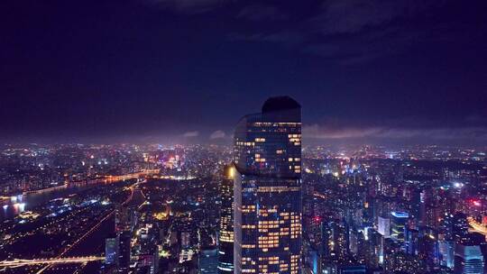 广州CBD夜景航拍视频素材模板下载