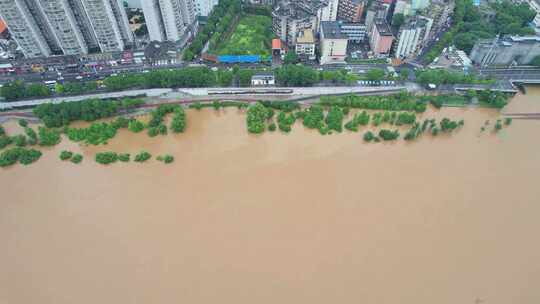 中国株洲市湘江洪水航拍