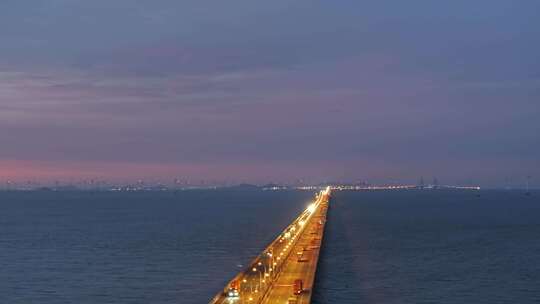 东海大桥夜景 上海建设 临港 跨海大桥