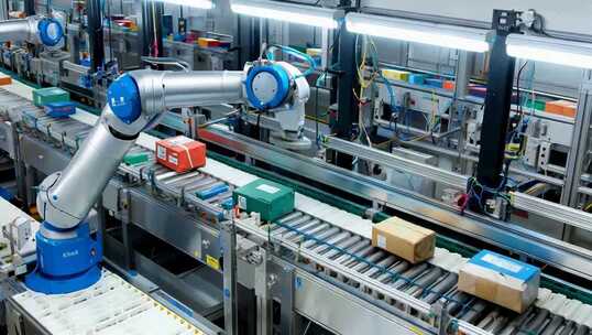 工厂自动化生产线机械臂作业