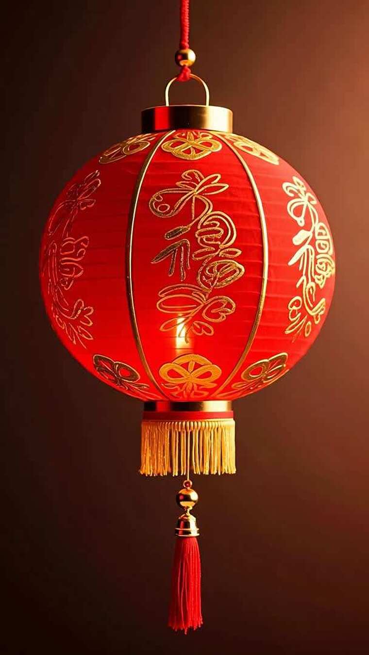 红色福字灯笼特写