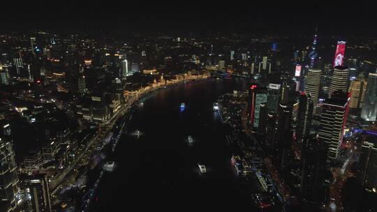 上海外滩夜景4K航拍原素材