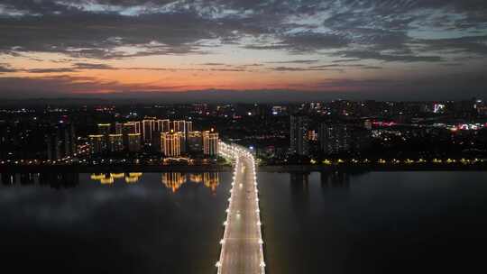 眉山城市航拍高速路夜景延时