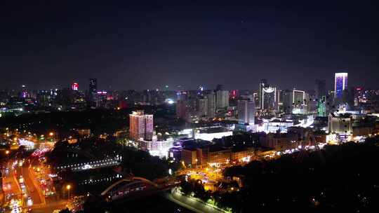 航拍安徽合肥夜景合肥老城区夜景