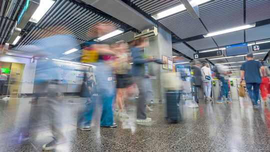 香港地铁出入闸_香港地铁人来人往日景延时视频素材模板下载