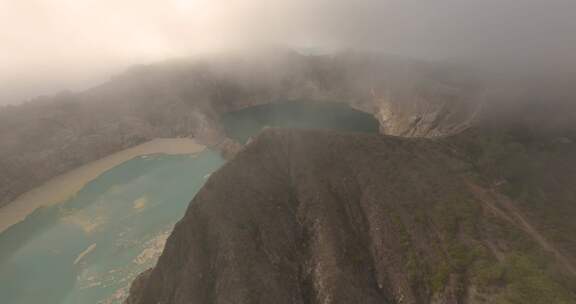 印尼，火山，湖泊，无人机