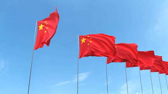 中国国旗一排的中国国旗视频素材模板下载