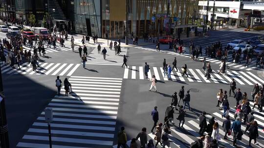 日本东京银座路口视频素材模板下载