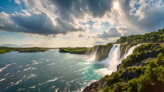 壮丽瀑布自然风光全景