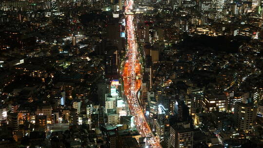 大气城市夜景灯光车流延时航拍