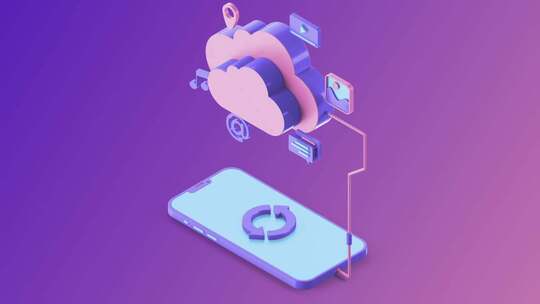 手机与云端数据同步3D素材