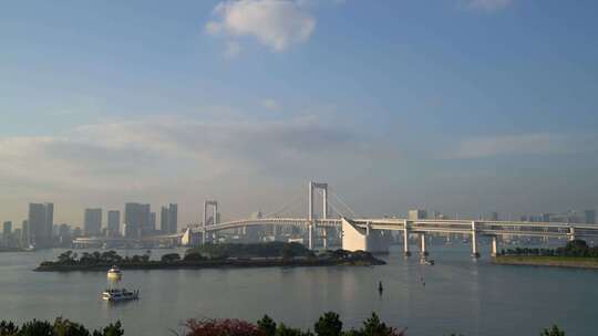东京天际线与东京塔和彩虹桥