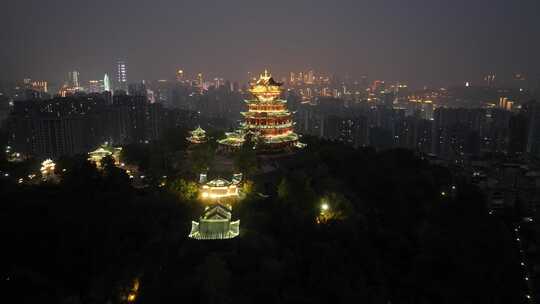 重庆鸿恩寺夜景航拍重庆夜景城市风光风景