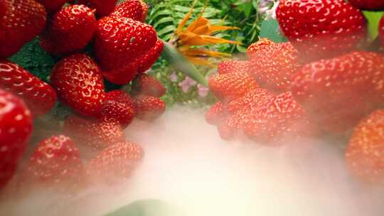 草莓微景观 草莓 泼水高速拍摄