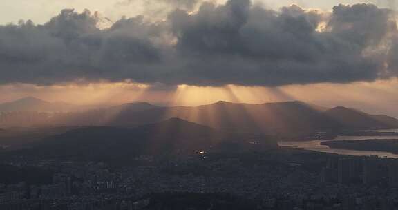 平潭海岛傍晚晚霞航拍