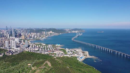 大连跨海大桥航拍 大连高新园区航拍 莲花山