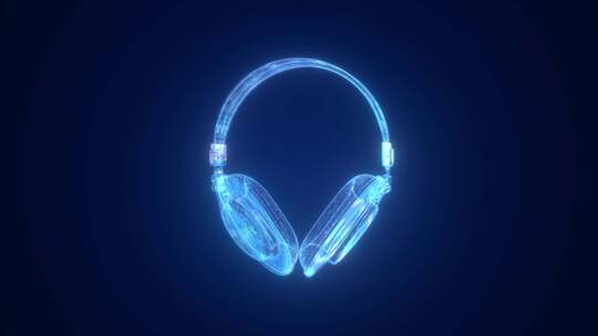 蓝色高科技耳机科技产品宣传动画全息投影视频素材模板下载