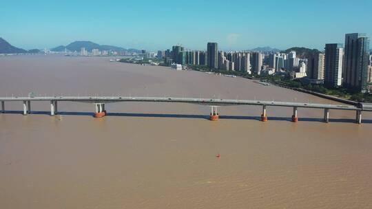 温州瓯越大桥航拍4K视频视频素材模板下载