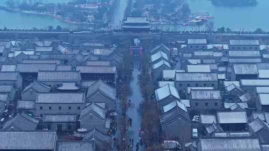 河南商丘古城雪景航拍