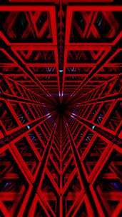 三角形隧道红色方块，黑色抽象背景。循环动