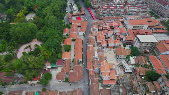 航拍福建漳州古城建筑风光