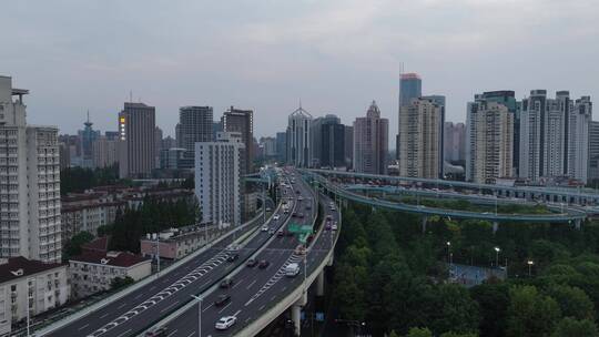 上海浦西延安高架夜景视频素材模板下载