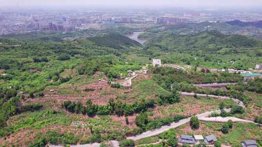 成都龙泉山观景台白昼航拍