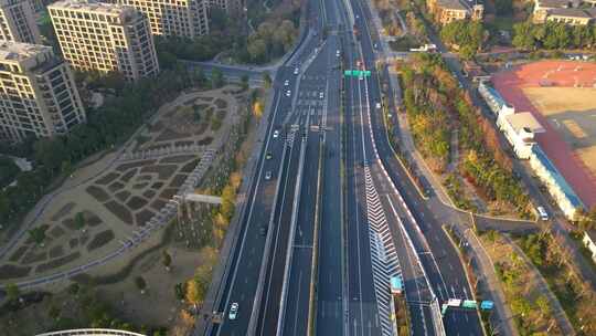 杭州市西湖区紫金港立交桥高架桥风景视频素