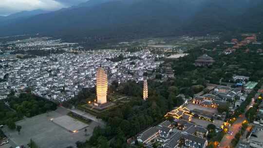 大理崇圣寺三塔航拍风光