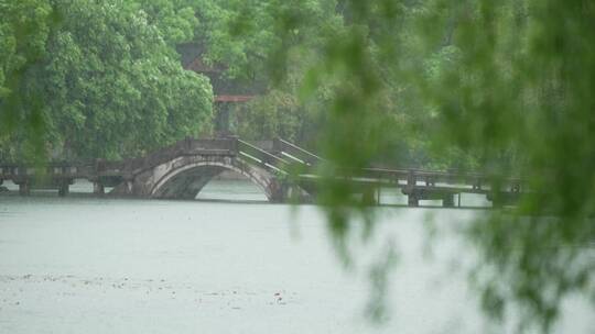 153 杭州 风景 古建筑 下雨天 小桥 杨柳