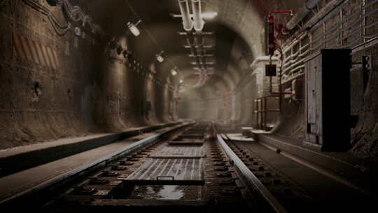 地下火车站附近的空铁路隧道
